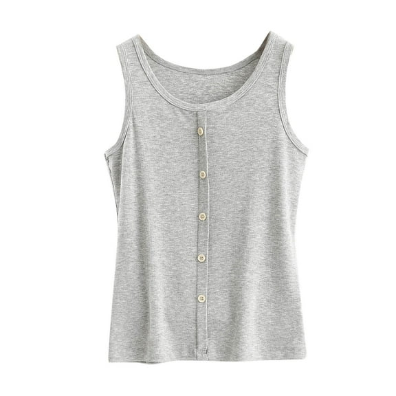 fatyb Tank Tops Womens Casual Sleeveless Pajama Shirts Lounge Comfy Blouses (Regular/With Built in Bra)