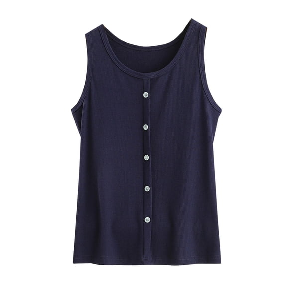 fatyb Tank Tops Womens Casual Sleeveless Pajama Shirts Lounge Comfy Blouses (Regular/With Built in Bra)