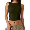 thumbnail image 1 of fatyb Tank Tops Womens High Neck Backless Cropped Tops Slim Casual Summer Basic Tee Shirts for Going Out, 1 of 6