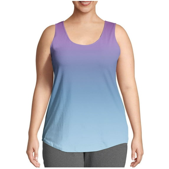fatyb Tank Tops Womens Plus Size Summer Loose Tops Casual Sleeveless Shirts Gradient Color Flowy Blouses