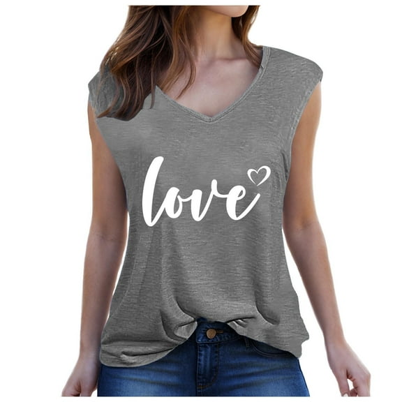 fatyb Tank Tops for Women Casual V Neck Sleeveless Graphic Tshirts Fashion Loose Womens Summer Shirts