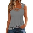 thumbnail image 1 of fatyb Tank Tops for Women Criss-Cross V Neck Loose Basic Tee Shirts Casual Womens Sleeveless Blouses, 1 of 5
