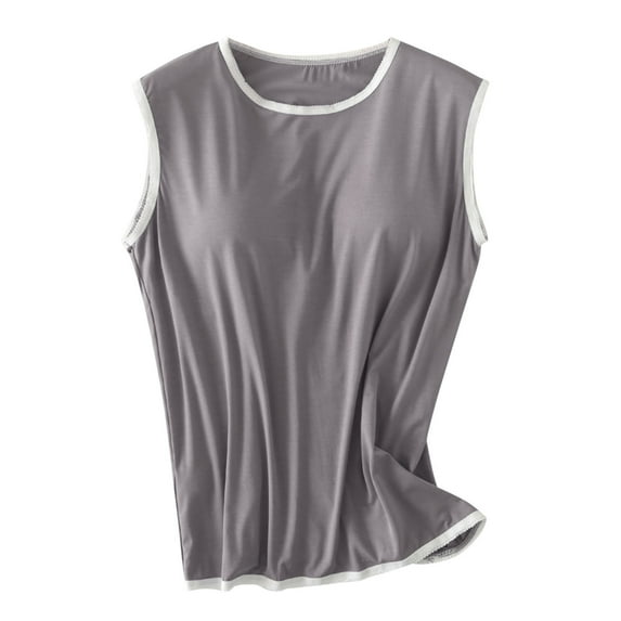 fatyb Tank Tops for Women with Built in Bra Sleeveless Comfy Padded Shirts Womens Crew Neck Casual Blouses