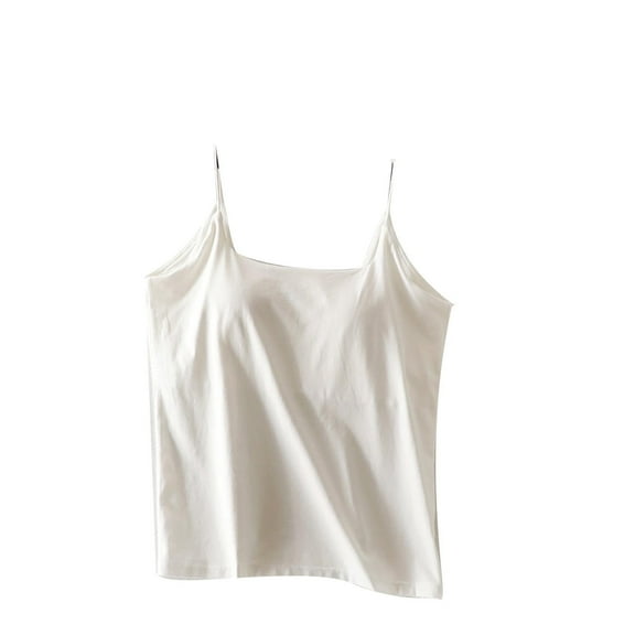 fatyb Tank Tops with Built in Bra for Women Spaghetti Strap Slim Shirts Womens Padded Cotton Undershirts