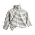 thumbnail image 1 of fatyb Thermal Cotton Tee for Boys Girls Turtleneck Stretch Undershirts Striped Long Sleeve Cotton T-Shirts, 1 of 5