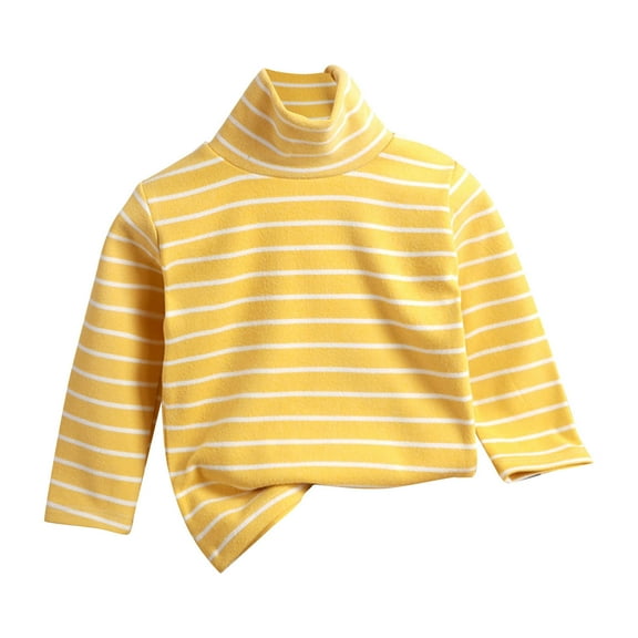 fatyb Thermal Cotton Tee for Boys Girls Turtleneck Stretch Undershirts Striped Long Sleeve Cotton T-Shirts