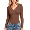 thumbnail image 1 of fatyb Thermal Shirts for Women V Neck Fleece Lined Base Layer Tops Thick Warm Long Sleeve Undershirts, 1 of 7