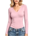 thumbnail image 1 of fatyb Thermal Shirts for Women V Neck Fleece Lined Base Layer Tops Thick Warm Long Sleeve Undershirts, 1 of 7