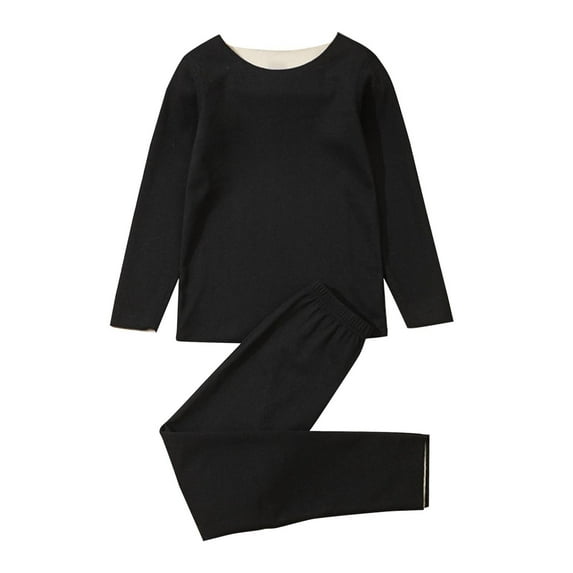 fatyb Thermal Underwear for Kids Boys Girls 2 Piece Cotton Set Seamless Plain Long Base Layer 4-11 Years