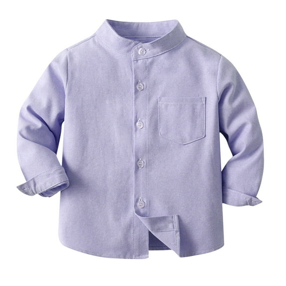 fatyb Toddler Baby Boys Dress Shirts Short/Long Sleeve Button Down Shirt Little Boy Solid Color Tops