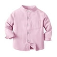 thumbnail image 1 of fatyb Toddler Baby Boys Dress Shirts Short/Long Sleeve Button Down Shirt Little Boy Solid Color Tops, 1 of 2