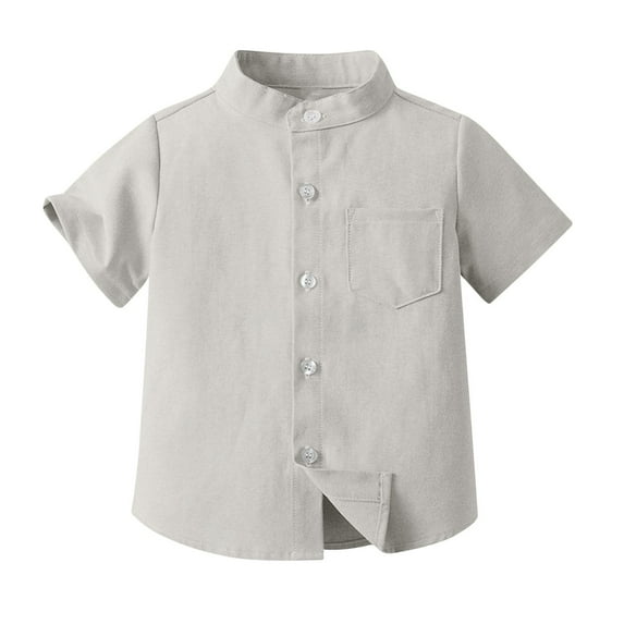 fatyb Toddler Baby Boys Dress Shirts Short/Long Sleeve Button Down Shirt Little Boy Solid Color Tops