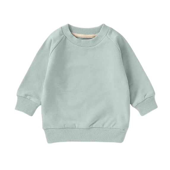 fatyb Toddler Baby Crewneck Sweatshirt Boys Girls Long Sleeve Cotton Pullover Kids Casual Plain Tops