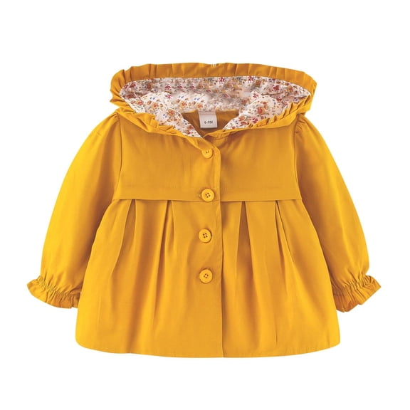 fatyb Toddler Baby Girls Hooded Jackets Long Sleeve Windbreaker Outwear Kids Girls Ruffle Cute Coats