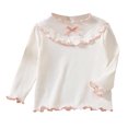 thumbnail image 1 of fatyb Toddler Baby Girls Long Sleeve Tops Crew Neck Cotton Undershirts Infant Cute Ruffle Bottom Shirts, 1 of 3