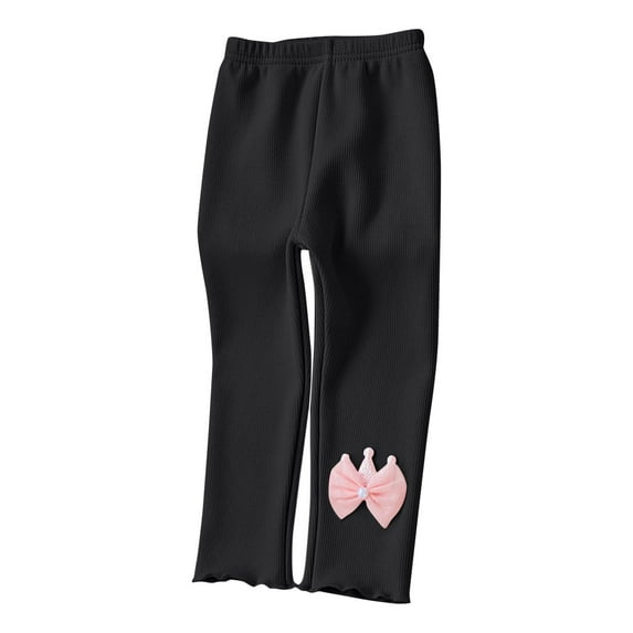 fatyb Toddler Baby Girls Winter Warm Leggings Cotton Fleece Lined Pants Kids Knitted Footless Tights