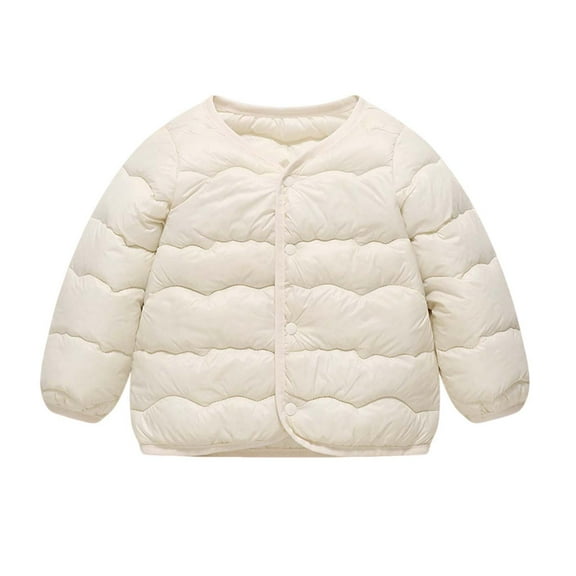 fatyb Toddler Boys Girls Lightweight Quilted Jacket V Neck Button down Long Sleeve Thick Padded Outerwear