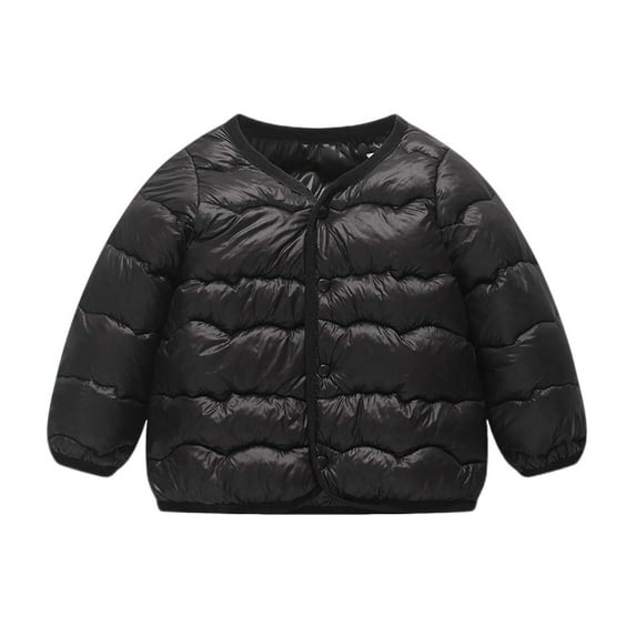 fatyb Toddler Boys Girls Lightweight Quilted Jacket V Neck Button down Long Sleeve Thick Padded Outerwear