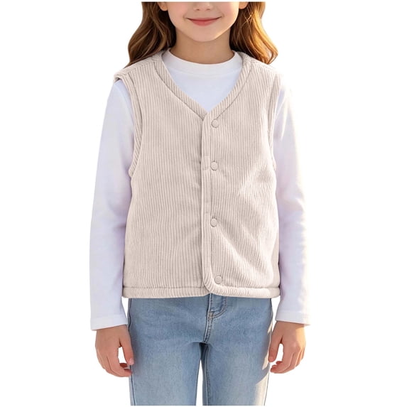 fatyb Toddler Corduroy Vest Kids V Neck Sleeveless Jacket Button down Boys Girls Winter Warm Outerwear