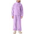 thumbnail image 1 of fatyb Toddler Fleece Sweatsuit for Little Boys Girls Stand Collar Half Zip Pullover 2 Piece Pants Outfits, 1 of 7