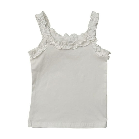 fatyb Toddler Girls Cotton Tank Tops Ruffle Stretch Straps Cami Tops Sleeveless Cute Summer Undershirts