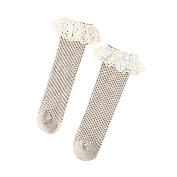 fatyb Toddler Girls Knee High Socks Kids Cute Ruffle Stockings Comfortable Cotton Long Socks for Girls