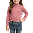 thumbnail image 1 of fatyb Toddler Girls Long Sleeve Shirts Mock Neck Ruffle T Shirts Casual Solid Color Tee Tops 1-10 Years, 1 of 7