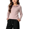thumbnail image 1 of fatyb Toddler Girls Long Sleeve Shirts Ruffle Hem Crew Neck Stretch Tops Kids Fall Winter Warm Clothes, 1 of 7