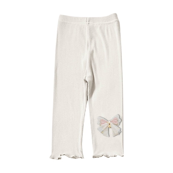 fatyb Toddler Girls Ribbed Pants Little Girls Thin Capris Leggings Comfortable Kids Summer Bottom Pants