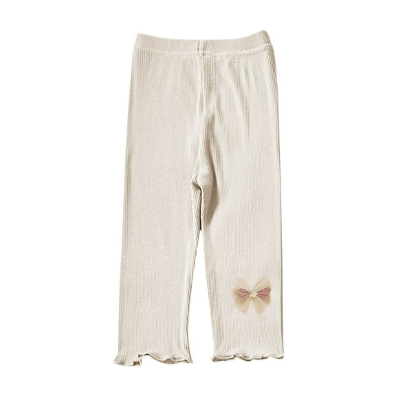 fatyb Toddler Girls Ribbed Pants Little Girls Thin Capris Leggings Comfortable Kids Summer Bottom Pants