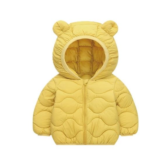 fatyb Toddler Hooded Puffer Jacket for Boys Girls Full Zip up Winter Outwear Long Sleeve Padded Coat