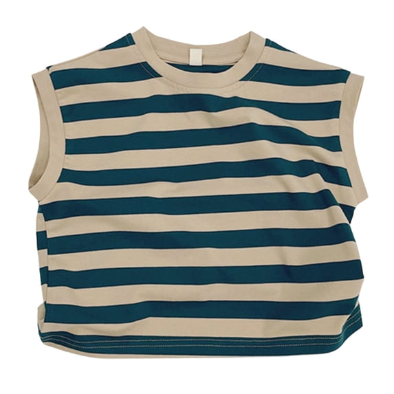 fatyb Toddler Striped Tank Tops Sleeveless Cotton Tee Tops Boys Girls Crewneck Loose Tshirts for Kids