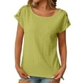 thumbnail image 1 of fatyb Tops Summer for Women Hollow out Short Sleeve T Shirts Casual Solid Color Womens Vacation Blouses, 1 of 7
