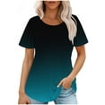 thumbnail image 1 of fatyb Tops for Women Summer Short Sleeve Round Neck Dressy Tunic Loose Fashion Gradient Color Blouses, 1 of 7