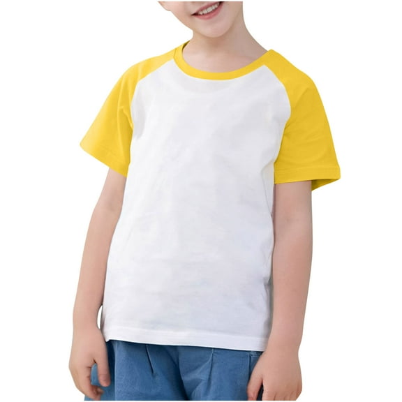 fatyb Tshirts for Boys Girls Short Sleeve Cotton Tee Color Block T-Shirts Kids Summer Tops 3-14 Years
