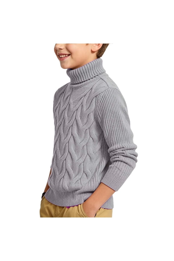 Turtleneck Sweater for Kids Cable Knitted Shirts Unisex Long Sleeve Pullover Boys Girls Thick Tops