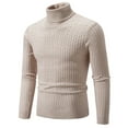 thumbnail image 1 of fatyb Turtleneck Sweater for Men Long Sleeve Stretch Knitted Pullover Comfortable Mens Textured Sweaters, 1 of 6