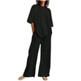 thumbnail image 1 of fatyb Two Piece Lounge Sets for Women Plus Size Short Sleeve and Elastic Waist Wide Leg Pants Tracksuits, 1 of 5