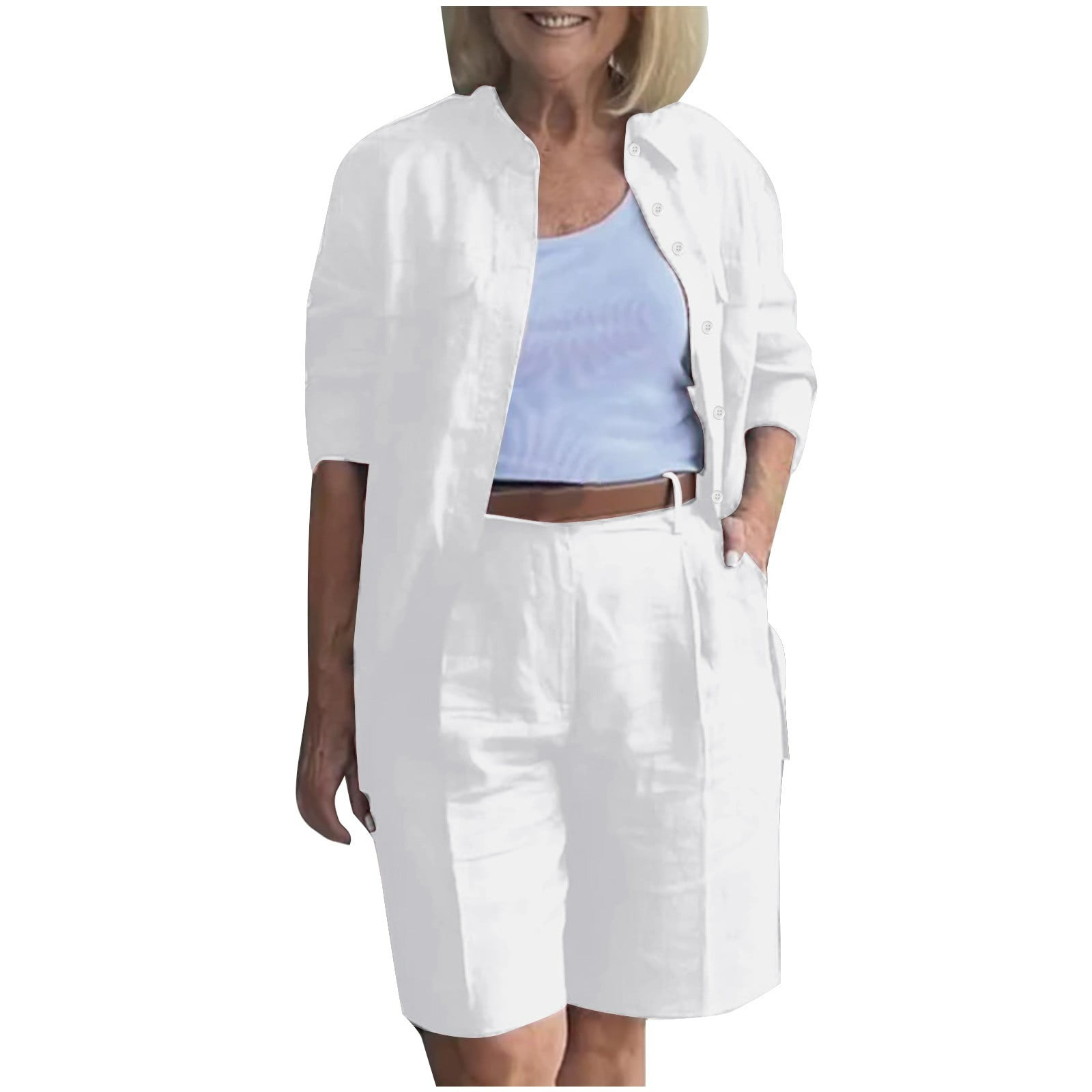 ASH JADE SHORT SLEEVE BUTTON DOWN SHIRT & SHORTS - 2 PIECE SET