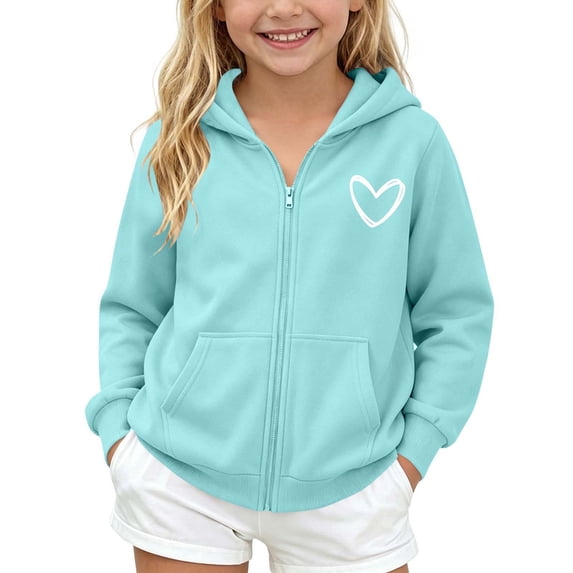 fatyb Unisex Boys Girls Hoodies Sweatshirt Casual Full Zip Hooded Jacket with Pockets Size 5-14 Years