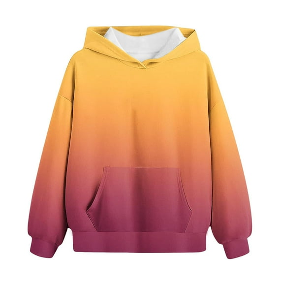 fatyb Unisex Hoodies for Kids Gradient Color Hooded Sweatshirts Kids Long Sleeve Oversized Pullover Tops