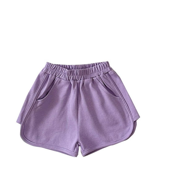 fatyb Unisex Kids Cotton Shorts with Pockets Elastic Waist Solid Color Shorts Casual Comfortable Shorts