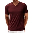 thumbnail image 1 of fatyb V Neck T-Shirts for Men Ribbed Short Sleeve Casual Tee Solid Color Summer Basic Tops with Pocket, 1 of 5