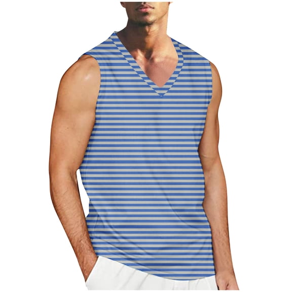 fatyb V Neck Tank Tops Mens Summer Stylish Sleeveless T Shirts Printed Lightweight Casual Beach Tops