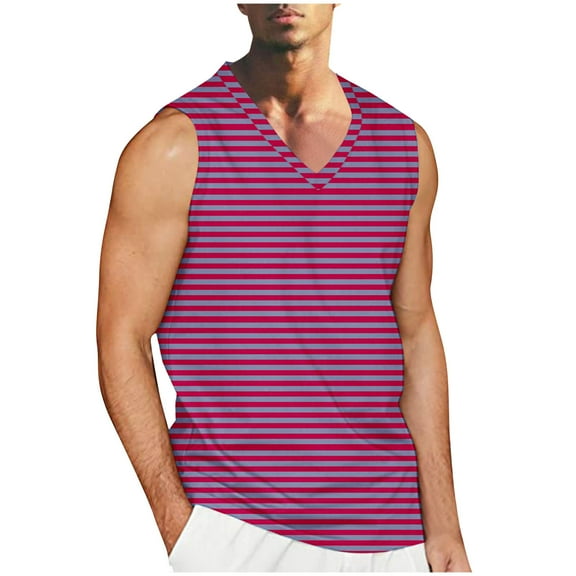 fatyb V Neck Tank Tops Mens Summer Stylish Sleeveless T Shirts Printed Lightweight Casual Beach Tops
