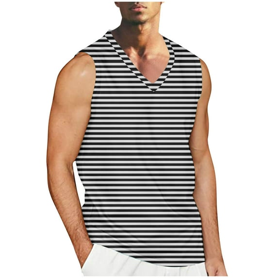 fatyb V Neck Tank Tops Mens Summer Stylish Sleeveless T Shirts Printed Lightweight Casual Beach Tops