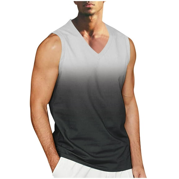 fatyb V Neck Tank Tops Mens Summer Stylish Sleeveless T Shirts Printed Lightweight Casual Beach Tops
