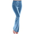 thumbnail image 1 of fatyb Velvet Pants for Women High Waisted Wide Leg Velour Pants Womens Drawstring Casual Loose Trousers, 1 of 7