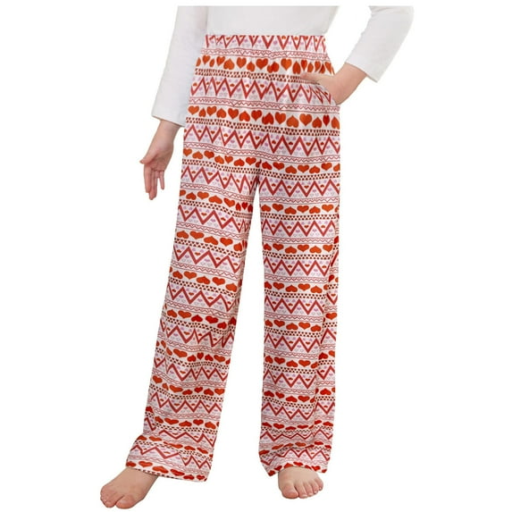 fatyb Wide Leg Pants for Girls Plaid Printed High Waist Casual Trousers Cute Loose Comfy Pants with Pockets