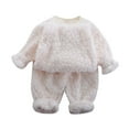 thumbnail image 1 of fatyb Winter Flannel Kids Clothes Loungewear Fuzzy Pullover Tops Warm Pants Two Piece Outfits 3-16 Years, 1 of 3